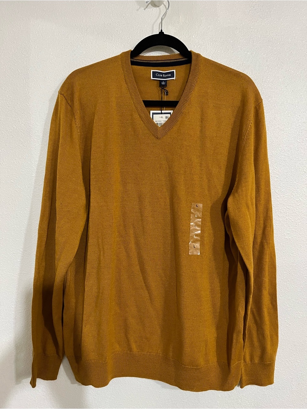Club Room Men’s V-Neck Sweater in Mustard Gold
